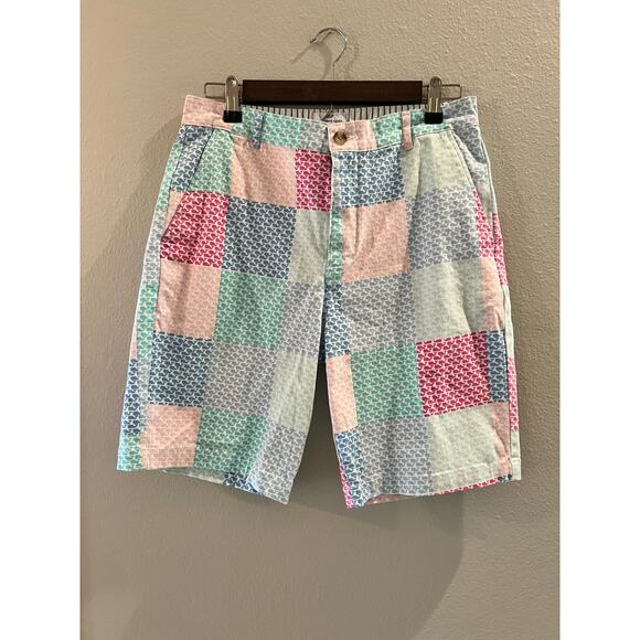 Vineyard Vines Patchwork Whales Mens Multicolor Chino Mid Rise Size 30 Shorts - Picture 1 of 4